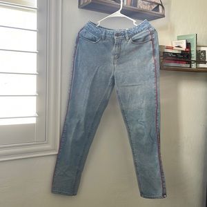 A Loves A Women's Jeans Crop Denim Red Stripe